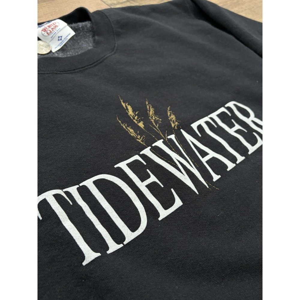 Vintage 90s Tidewater Crewneck Sweatshirt Black M Virginia, Maryland Made In USA - Picture 3 of 6